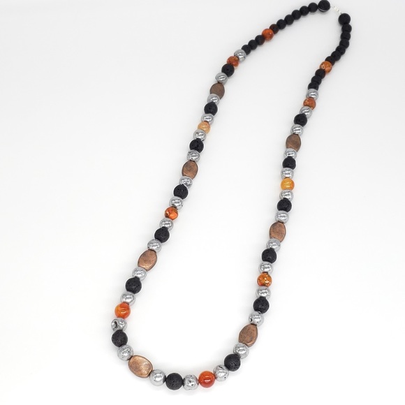 Boho 💥 Druzy, Lava, Jasper, Copper Bead Necklace - Picture 9 of 11